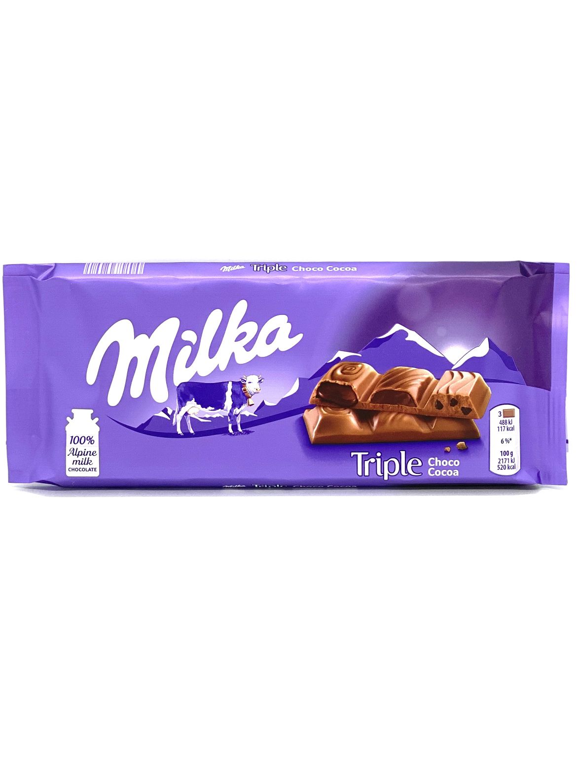 Milka Triple, Alpine milk chocolate with cocoa pieces 90g